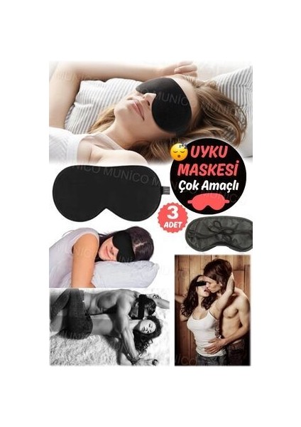 3 Adet Konforlu Uyku Bandı Unisex Ipek Göz Maskesi Ipek Uyku Maskesi - Ergonomik Tasarım ve Esnek modelleri