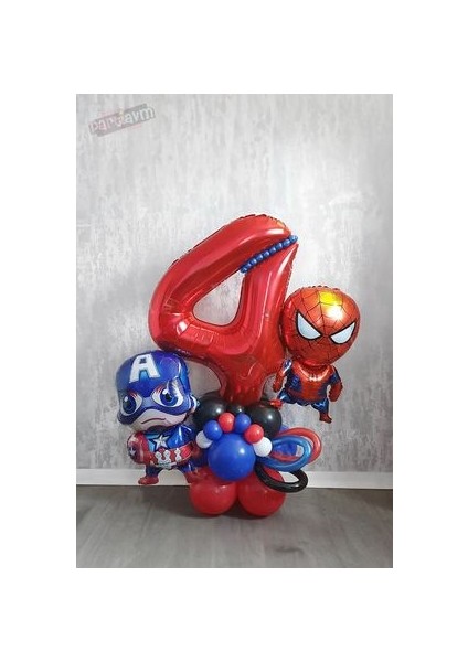 Örümcek Adam Kaptan Amerika Marvel Karşılama Seti Spiderman Captain America Rakam Balonlu Seti