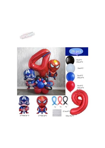 Örümcek Adam Kaptan Amerika Marvel Karşılama Seti Spiderman Captain America Rakam Balonlu Seti fiyatları
