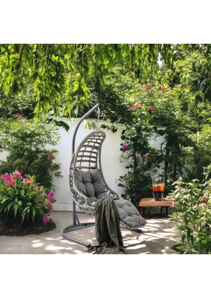 Bodrum Tekli Rattan Bahçe Salıncağı | Balkon Salıncağı