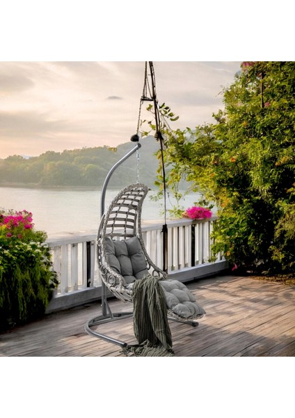 Bodrum Tekli Rattan Bahçe Salıncağı | Balkon Salıncağı