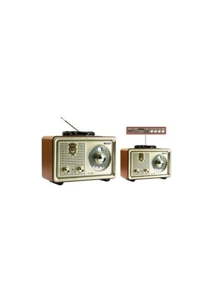 Meier M-110BT Bakır Renk Nostaljik Radyo Ahşap Görünümlü Bluetooth Hoparlör Fm Sd Kart USB Girişi indirimleri