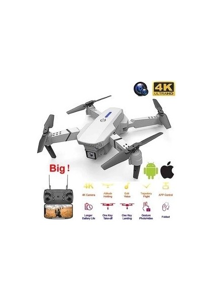 Çift Kameralı Drone LED Işıklı Wifi App ve Uzaktan Kumanda Kontrollü Quadcopter Katlanabilir Şarjlı