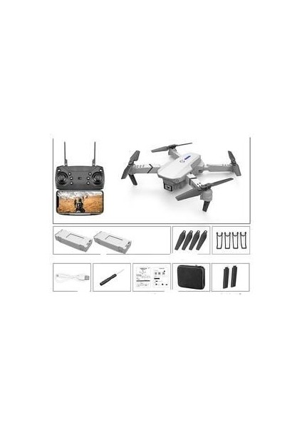 Çift Kameralı Drone LED Işıklı Wifi App ve Uzaktan Kumanda Kontrollü Quadcopter Katlanabilir Şarjlı
