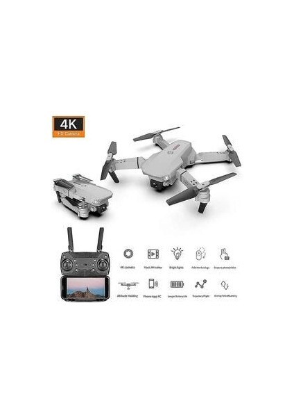 Çift Kameralı Drone LED Işıklı Wifi App ve Uzaktan Kumanda Kontrollü Quadcopter Katlanabilir Şarjlı