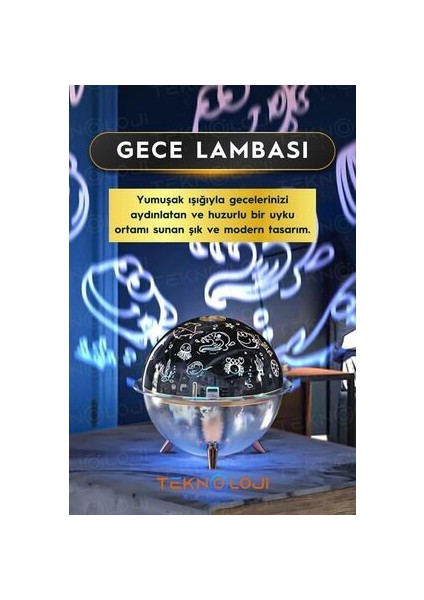 Hava Nemlendirici Gece Lambası Çocuk Bebek Odası Mini Projeksiyon Lambası 260 ml Ultrasonik Galaksi fiyatları