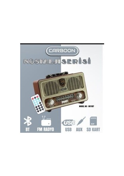 Meier M-111BT Açık Renk Nostaljik Radyo Ahşap Görünümlü Bluetooth Hoparlör Fm Sd Kart USB Girişi
