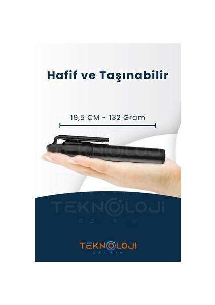 Teknolojigelsin Bluetooth Kumandalı Selfie Çubuğu Tripod Olma Özellikli Selfie Çubuğu fırsatları