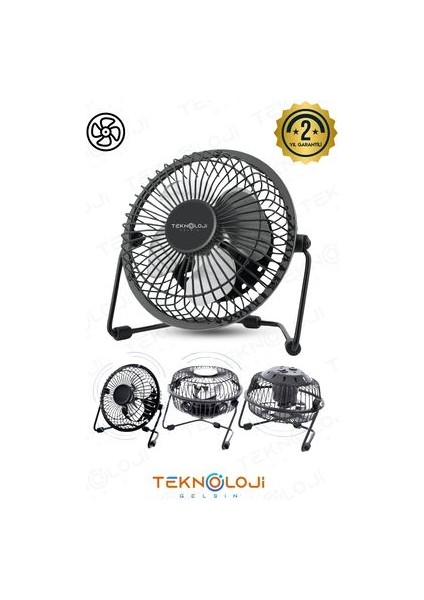 Masaüstü Metal Vantilatör USB ile Çalışan Mini Fan 20W Ayarlanabilir Hız