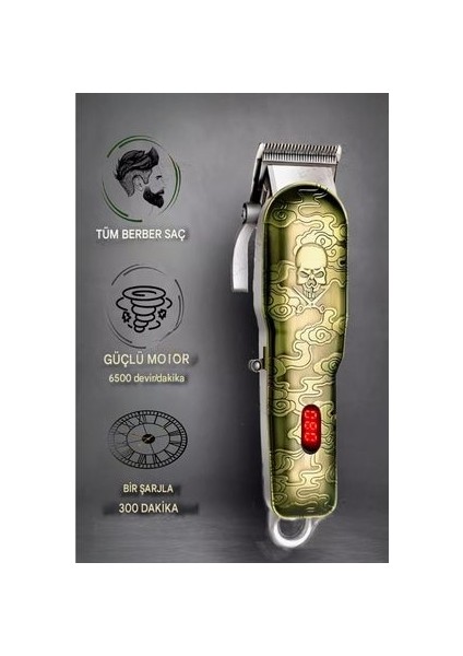 Profesyonel Kuru Kafa Desenli Daling Şarjlı Berber Tıraş Makinesi Saç Sakal Düzeltme Seti modelleri
