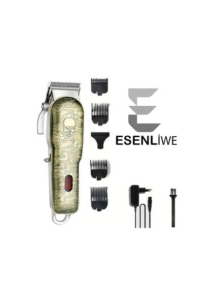 Profesyonel Kuru Kafa Desenli Daling Şarjlı Berber Tıraş Makinesi Saç Sakal Düzeltme Seti indirimleri