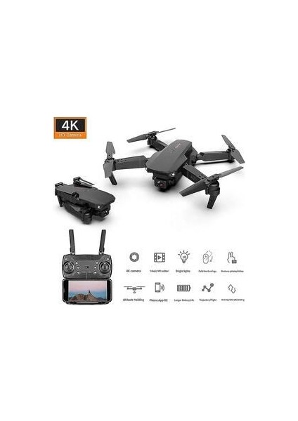 Çift Kameralı Drone 4K Hava Quadcopter 2.4g Kızılötesi Rc Işıklı Katlanabilir Drone Wifi