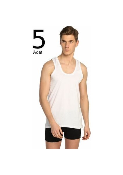 5'li Paket Kolsuz Beyaz Atlet Erkekler İçin Nefes Alabilir Rahat Kesim