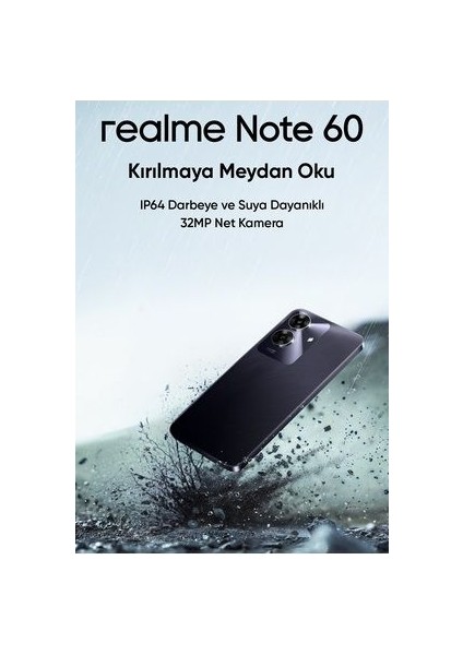 Note 60 12GB Ram (4+8 GB Dinamik Ram) 128 GB Kablolu Kulaklık Hediyeli (Realme Türkiye Grantili)