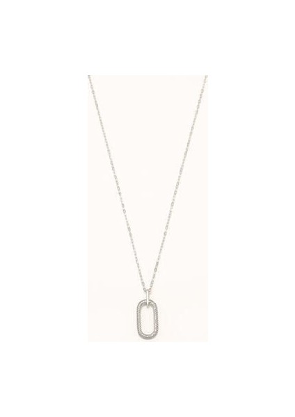 Dikdörtgen Form Sallantılı Zirkon Taşlı Kolye