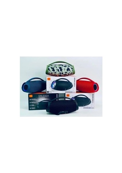 Booms Box3 Bluetooth Speaker Şarjlı LED Işıklı Kablosuz Hoparlör