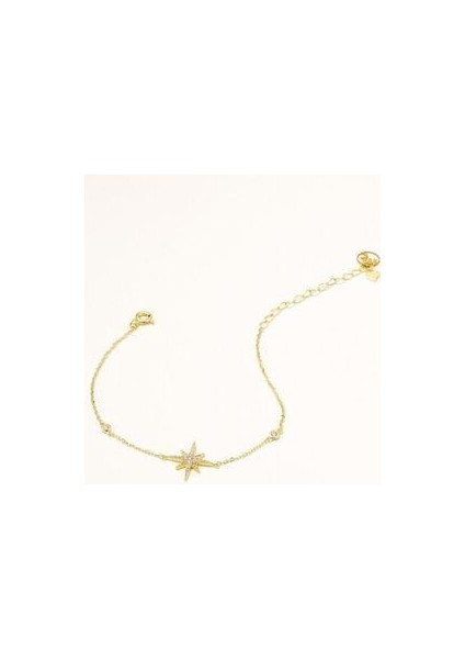 Kadın 18 Ayar Altın Kaplama Gümüş Kuzey Yıldızı Bileklik Zirkon Taşlı fiyatları