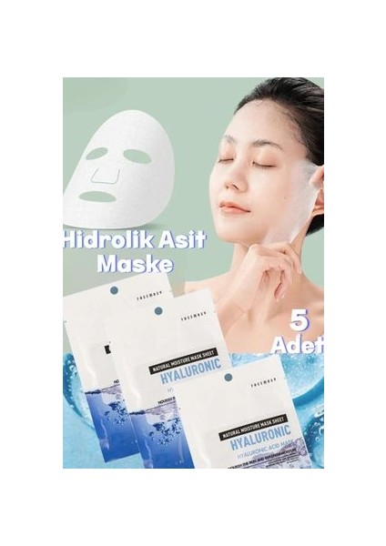 5 Adet Hyradulocid Asit Maske 30 ml Kağıt Yüz Maskesi Yeni Zengin Formüllü
