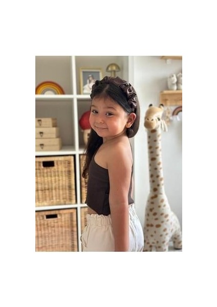 Bebek Çocuk Kahverengi Ribana Tek Crop Üst fiyatları