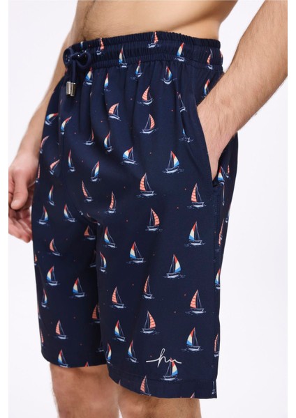 Yelken Desenli Lacivert Erkek Kısa Havuz ve Deniz Şortu 5044 modelleri