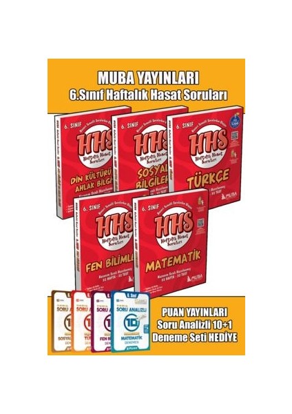 6.sınıf Tüm Dersler Haftalık Hasat Soruları Seti - Türkçe Matematik Fen Sosyal Din 32 Hafta - 2025