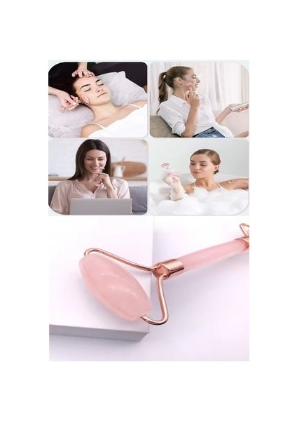 Pembe Yeşim Taşı ve Forever Masaj Yüz Temizleme Bakım Seti %100 Doğal Taş fırsatları