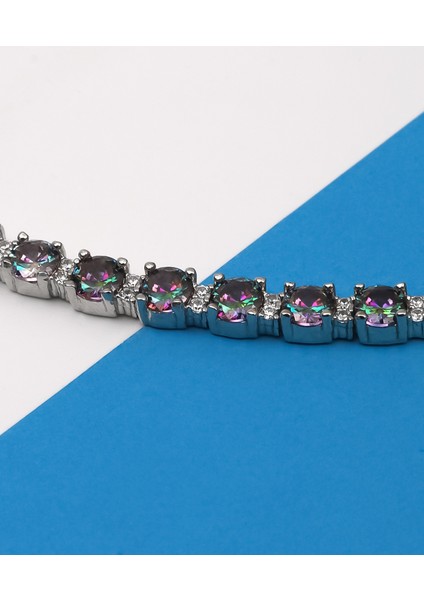 925 Ayar Gümüş Renkli Taşlı Asansör Bileklik modelleri