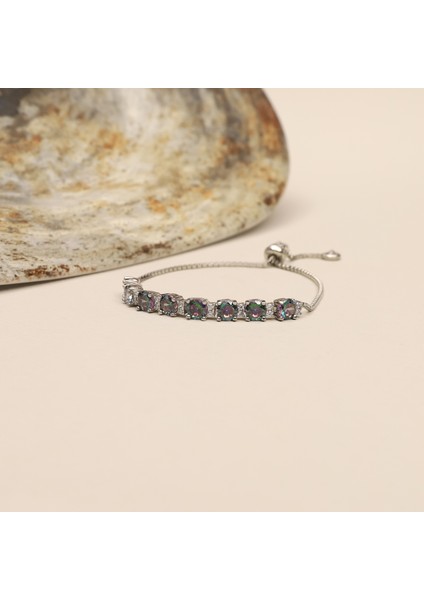 925 Ayar Gümüş Renkli Taşlı Asansör Bileklik fiyatları