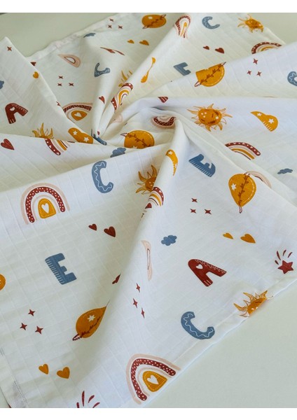 Pamuk Müslin Bebek Battaniyesi Müslın Örtü 80 x 90 Cm