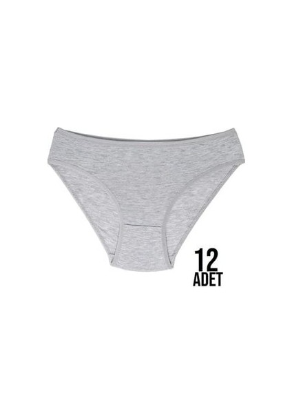 Kadın Gri Renk Pamuklu Slip Külot 12 Adet fırsatları