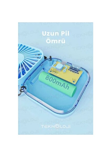 El Fanı Mini Masaüstü ve Boyun Askılı Fan Portatif Şarjlı 3 Kademeli Vantilatör Soğutucu