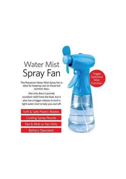 Sulu El Fanı Vantilatör Havuz Oyuncağı Serinletici Soğutma Fanı 350 ml Su Tankı Pilli Water Spray