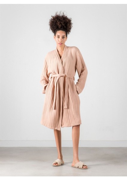 Linen Gauze Keten Bornoz Bej S/m fiyatları