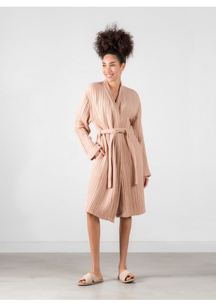 Linen Gauze Keten Bornoz Bej S/m modelleri