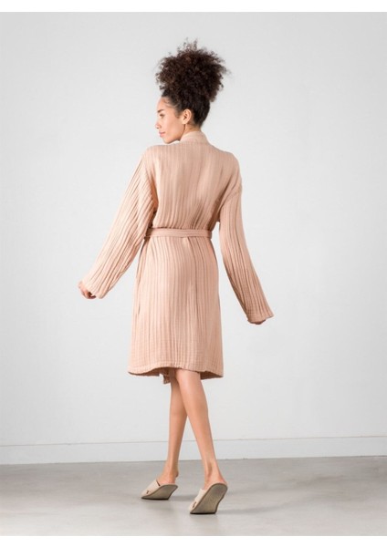 Linen Gauze Keten Bornoz Bej S/m indirimleri