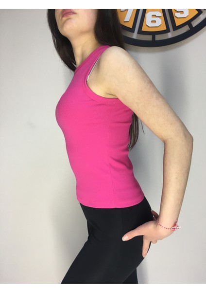 Işıl Tekstil Kadın Pembe Halter Yaka Atlet T-Shırt