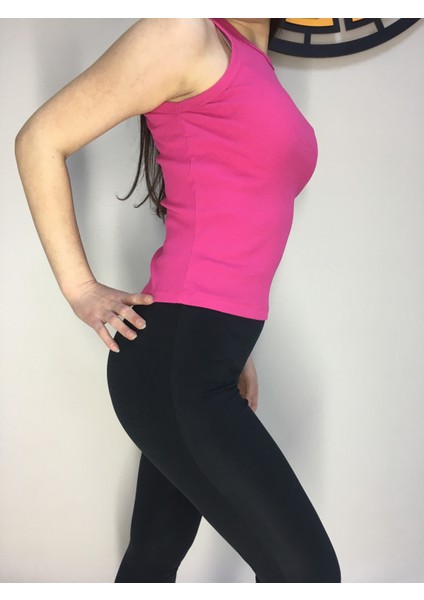 Işıl Tekstil Kadın Pembe Halter Yaka Atlet T-Shırt