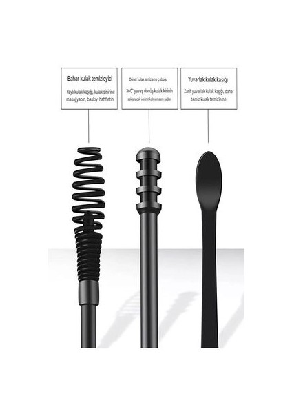 Siyah Tüplü Kulak Temizleme Aleti 6 Parça Çelik Paslanmaz Pratik Çözümlü Temizleme Aparatı indirimleri