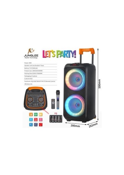 NDR-1096 Büyük Boy Bluetooth Hoparlör Kablosuz Tekerlekli Taşınabilir Kablosuz Speaker Toplantı Anfi