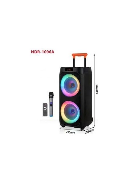 NDR-1096 Büyük Boy Bluetooth Hoparlör Kablosuz Tekerlekli Taşınabilir Kablosuz Speaker Toplantı Anfi