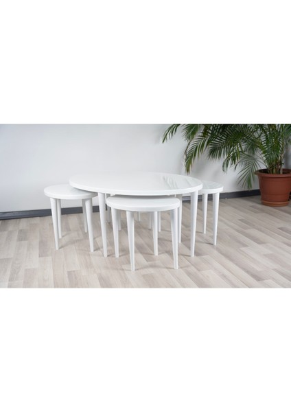 Sophıa Beyaz Lake Mdf 4 1 Sehpa Takımı