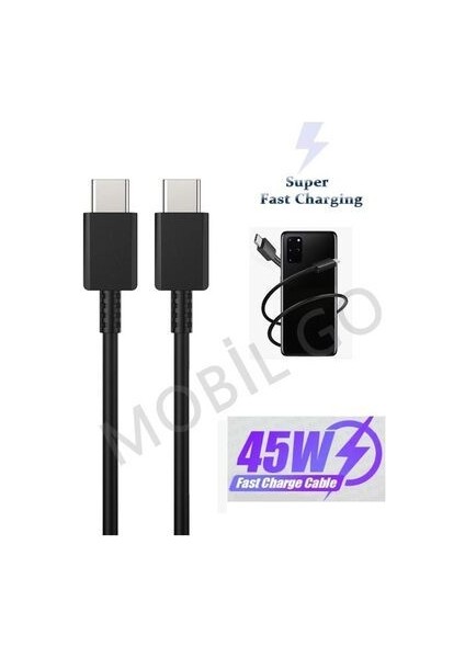 Samsung Galaxy A71 A72 A73 Uyumlu Type-C To Type-C 45W Hızlı Şarj Kablosu