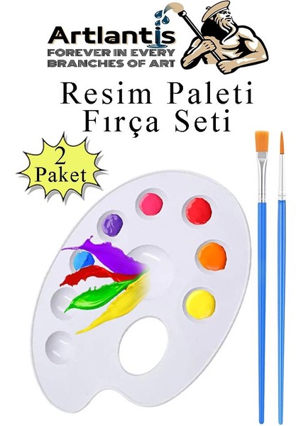 Resim Paleti ve Resim Fırça Seti 2 Paket Ressam Paleti Boyama Fırçası Akrilik Boya Guaj Boya Suluboya