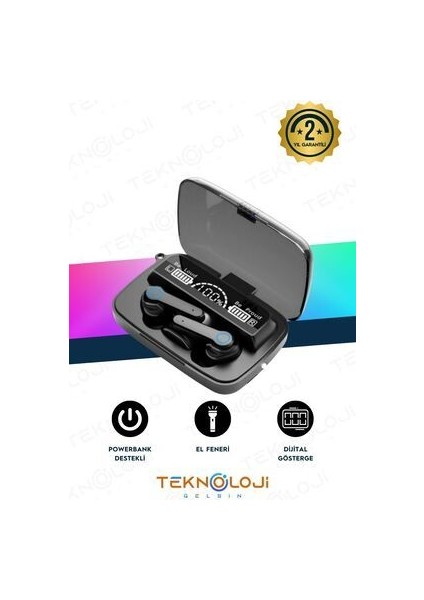 M19 Kablosuz Kulaklık Gaming Powerbankli El Fenerli Göstergeli 5.1 Stereo Bluetooth Kulaklık