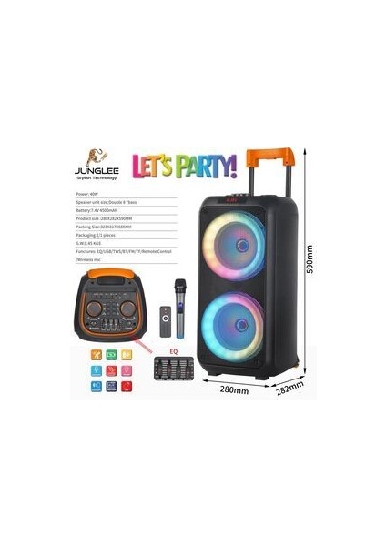 NDR-1096 Büyük Boy Bluetooth Hoparlör Kablosuz Tekerlekli Taşınabilir Kablosuz Speaker Toplantı Anfi