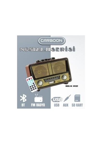 Meier M-112BT Nostaljik Ahşap Retro Radyo Bluetooth Fm Sd Aux U