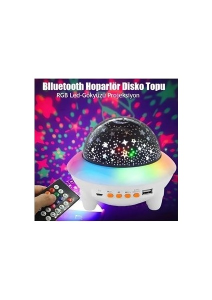 Yıldız Işıklı Tavan Aydınlatma Bluetooth Hoparlör Starry Projektör Mp3 Müzik Çalar Disko Topu