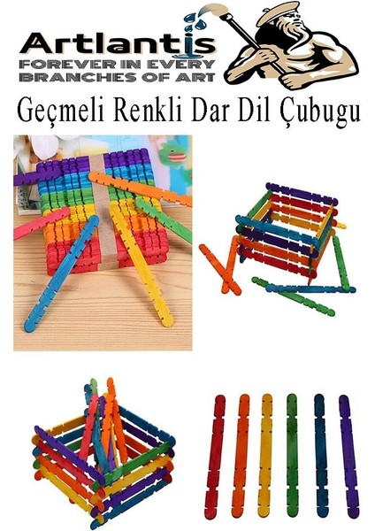 Renkli Naturel Geçmeli Dil Çubuğu Dar 200 Lü 1 Paket Çentikli Tırtıklı Geçirmeli Eklemeli Dondurma Çubuğu Kesik Uçlu Ahşap Çubuk indirimleri
