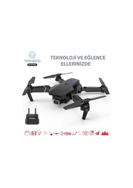 Çift Kameralı Drone LED Işıklı Wifi App ve Uzaktan Kumanda Kontrollü Quadcopter Katlanabilir Şarjlı