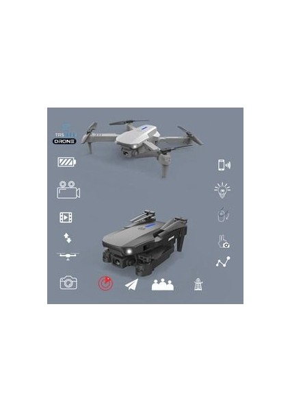 Çift Kameralı Drone LED Işıklı Wifi App ve Uzaktan Kumanda Kontrollü Quadcopter Katlanabilir Şarjlı